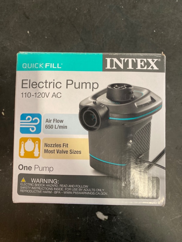 Photo 3 of INTEX QuickFill Electric Air Pump: Inflates and Deflates Air Mattresses, Inflatable Kayaks, Boats, Toys