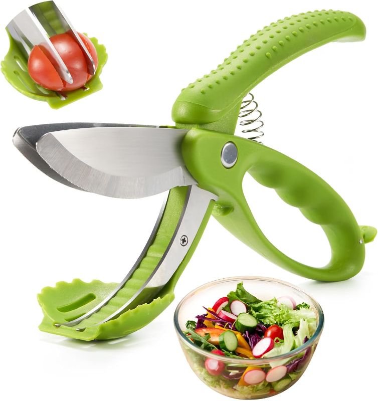 Photo 1 of Salad Scissors, Salad Chopper with Double Blades, Lettuce Chopper, Lettuce Scissors for Chopped Salad, Chopped Salad Chopper Tool for Tossing and Chopping in Salad Bowl (Green)