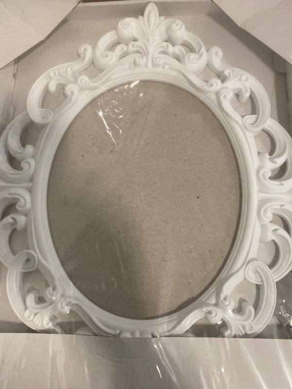 Photo 2 of Kole Imports Oval Vintage Wall Mirror, White, 11.5 x 15 Inch