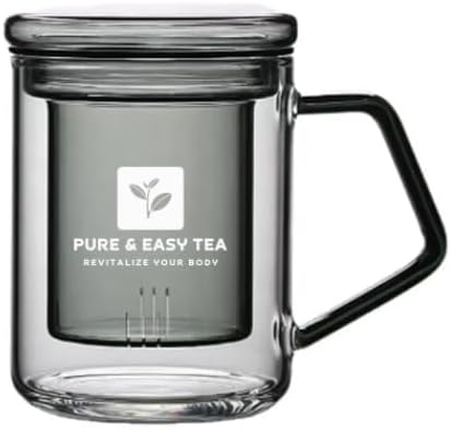 Photo 1 of Glass Tea Infuser Mug with Lid, Modern Borosilicate Glass Tea Filter Steeping Cup, Best Tea Gift for Loose Leaf Tea Lovers, 400 mL/13.5 oz