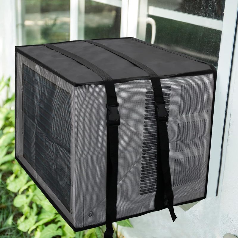 Photo 1 of Luxiv Newest Design Mesh Window Air Conditioner Cover Outdoor, Support Window AC Unit Work Use for Outside Window Ac Cover Black Dust-Proof Waterproof AC Cover (Black, 25.5Wx20.5Dx18H)