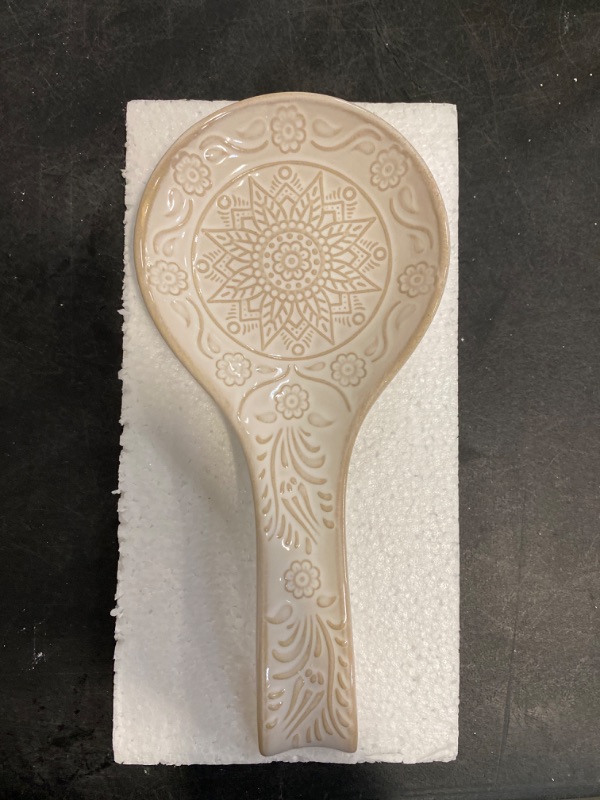 Photo 2 of Ceramic Spoon Rest, 9 Inches Large Spoon Holder for Kitchen Counter, Kitchen Accessories, Dishwasher Safe, White