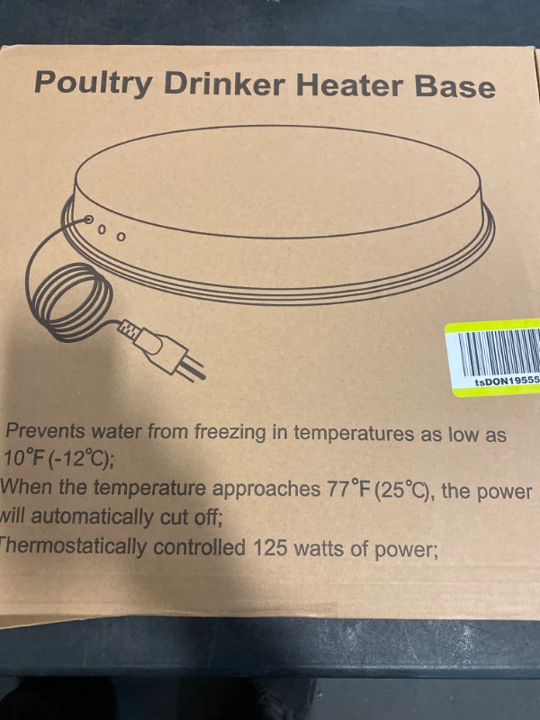 Photo 3 of Chicken Water Heater 15 in for Chicken Drinker, 125W Poultry Waterer Heated Base for Metal Drinking Fountains Chicken Coop