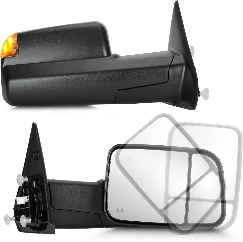 Photo 1 of Youxmoto Towing Mirrors for Dodge Ram 1500 2002-2008, Ram 2500 3500 2003 2004 2005 2006 2007 2008 2009, Heated; Turn Signal Light; Manual Folding & Flip Up Tow Mirrors