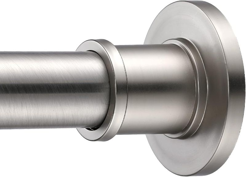 Photo 1 of BRIOFOX Industrial Shower Curtain Rod - Never Rust Non-Slip 43-72 Inch 304 Stainless Steel, Brushed Nickel