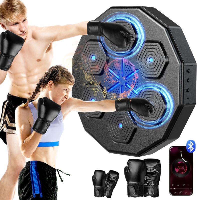 Photo 1 of 2024 New Music Boxing Machine with Two Pairs of Gloves Upgraded 2.0 Smart Bluetooth Music Boxing Parent-Child Games Wall-Mounted Exercise Equipment for Home