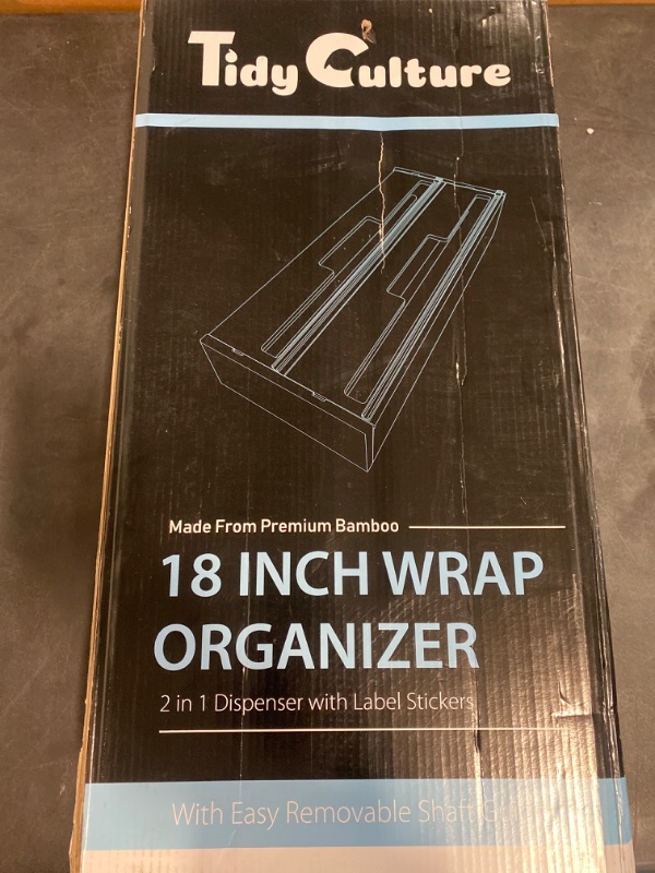 Photo 3 of 18 Inch Large Foil Wrap Dispenser with Cutter, 2 in 1 Aluminum Butcher Parchment Paper Freezer Tin Wax Cling Foil Plastic Wrap Organizer for Kitchen Drawer Bamboo Saran Storage Roll Holder