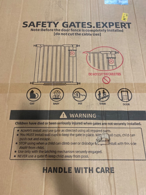 Photo 3 of 51.18" Extra Tall Cat Gate for Doorway?29.9"-40.9" Extra Wide Cat Gate with Adjustable Cat Door Include 2.75" and 5.5" Extension Kits?Pressure Mounted Easy Walk Through Pet Gate with Door for Stairs