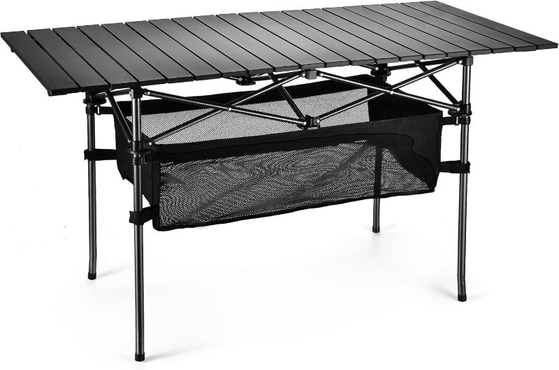 Photo 1 of Sanny Outdoor Folding Portable Picnic Camping Table, Aluminum Roll-up Table with Easy Carrying Bag for Indoor,Outdoor,Camping, Beach,Backyard, BBQ, Party, Patio, Picnic