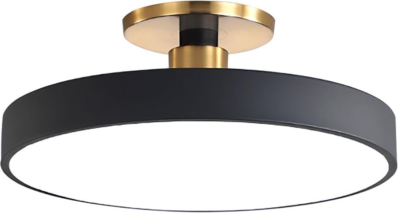 Photo 1 of Modern LED Semi Flush Mount Ceiling Light Mid Century Flush Mount Ceiling Light Acrylic Hallway Ceiling Light Nordic Vintage Round Ceiling Lights Fixtures for Bathroom Porch Bedroom (Black)