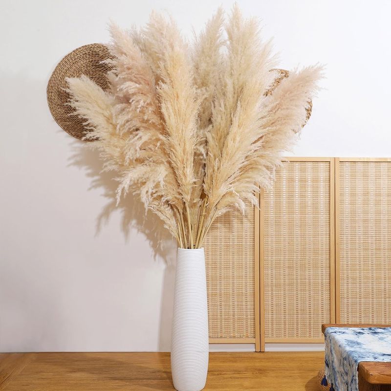 Photo 1 of Pampas  Decor Tall, 47" Inch 10 Stems Natural Pompas Grass, Dried Pampas Grass for Wedding, Birthday Party, Farmhouse, Boho Home Decor, Baby Shower Decorations