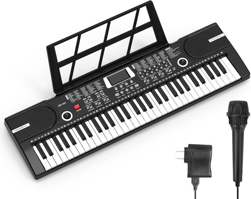 Photo 1 of 61 Keys Keyboard Piano, Electronic Digital Piano with Built-In Speaker Microphone, Sheet Stand and Power Supply, Portable Keyboard Gift Teaching for Beginners