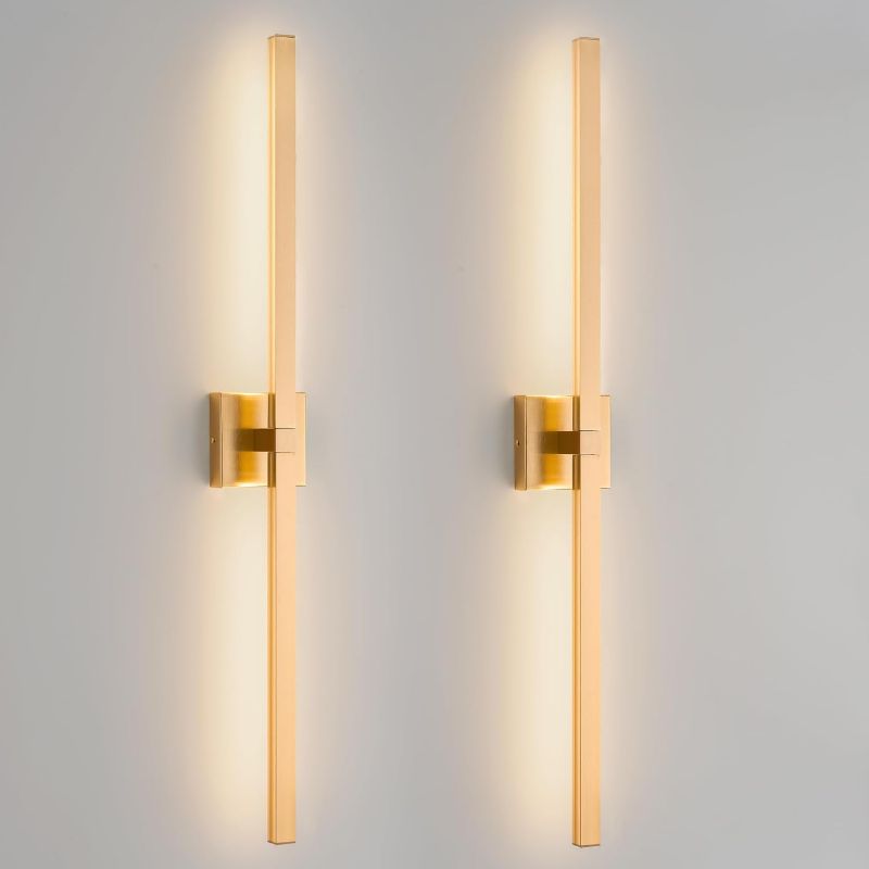 Photo 1 of Hillsboro 24W Gold Modern Wall Sconces Set of 2, 33.46 Inch 360°Rotatable Gold Vanity Light, 3 Color Dimmable LED Sconces Wall Lighting, Vanity Light Bar Wall Lamp for Bathroom, Living Room