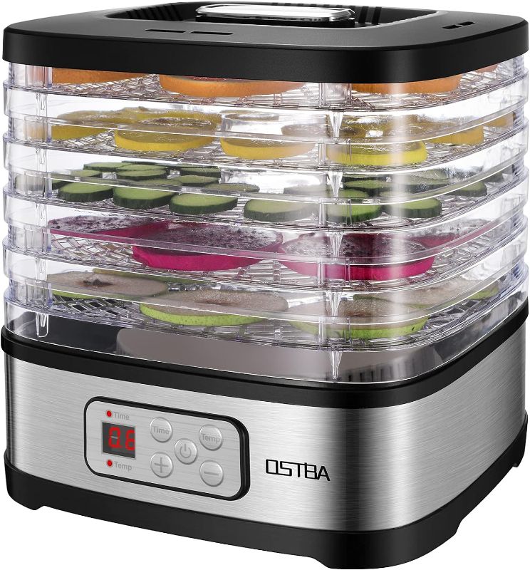 Photo 1 of OSTBA Food Dehydrator Machine Adjustable Temperature & 72H Timer, 5-Tray Dehydrators for Food and Jerky, Fruit, Dog Treats, Herbs, Snacks, LED Display, 240W Electric Food Dryer, Recipe Book