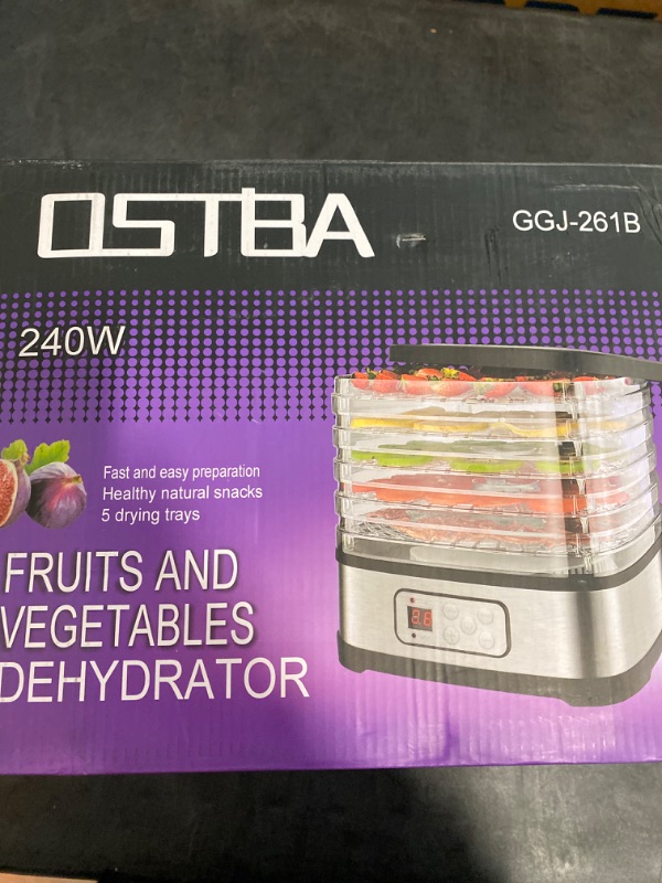 Photo 3 of OSTBA Food Dehydrator Machine Adjustable Temperature & 72H Timer, 5-Tray Dehydrators for Food and Jerky, Fruit, Dog Treats, Herbs, Snacks, LED Display, 240W Electric Food Dryer, Recipe Book