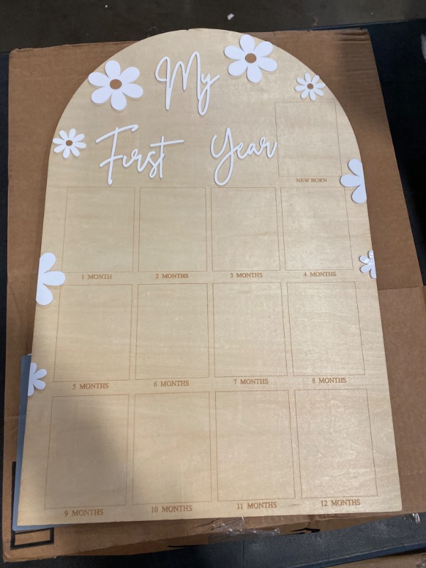 Photo 2 of One Year Birthday Wood Photo Board - Daisy 1st Birthday Decorations,My First Year Photo Milestone Board,Daisy 1st Birthday Monthly Milestone Memories,Daisy 12 Months Photo Banner