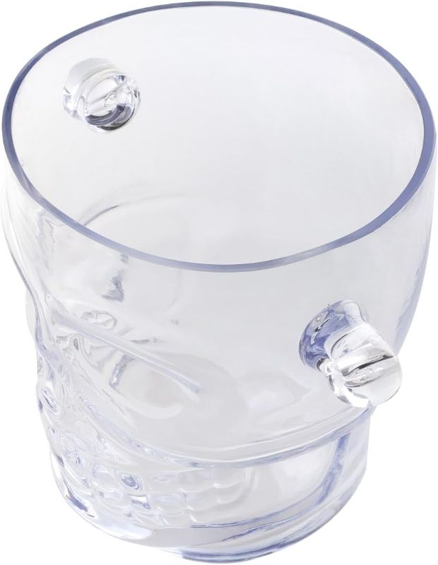 Photo 1 of Skull Halloween Glass Ice Bucket, Clear, 5 in Diameter