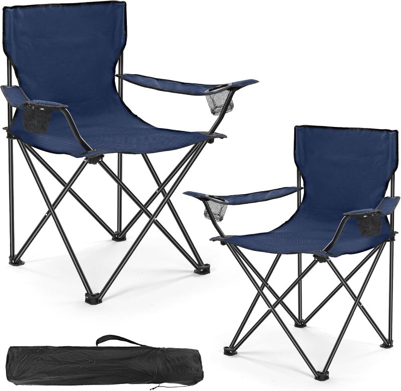 Photo 1 of 2 Pack Camping Chairs - Lightweight and Supportive Chairs for Teens and Lightweight Individuals - Compact, Durable, and Portable - Ideal for Camping, Hiking, Beach, and Picnics - Carry Bag