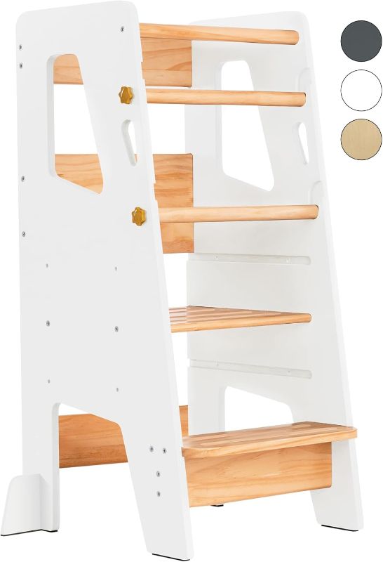 Photo 1 of Toddler Standing Tower - Safe Montessori Step Stool for Toddlers, Perfect Tower for Learning New Skills - Ideal Helper for Little Kids in The Kitchen - White