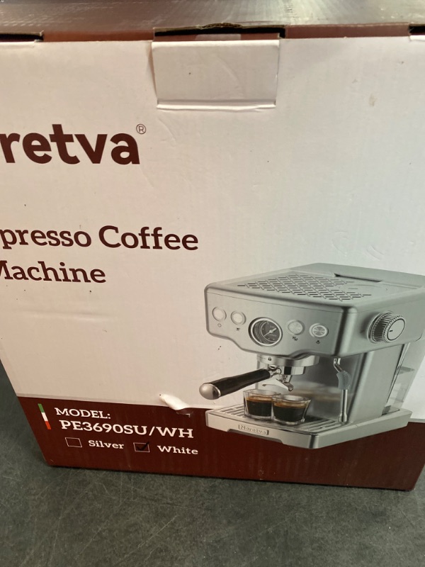 Photo 3 of Neretva Espresso Machine 15Bar, [2 in 1] Professional Coffee and Espresso Maker Combo 1450W Stainless Steel Espresso Coffee Machine for Home Barista Espresso Latte Macchiato and Cappuccino Maker-White