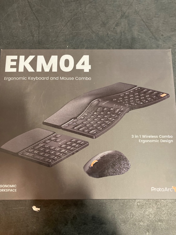 Photo 3 of ProtoArc Ergonomic Wireless Keyboard Mouse, EKM04 2.4GHz Ergo Wireless Keyboard Mouse Combo, Split Design, Wrist Rest, Separate Numeric Keypad, Rechargeable, for Desktop, Laptop, PC, Windows OS