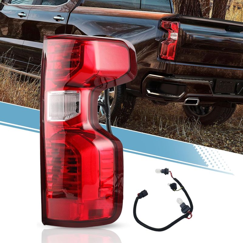 Photo 1 of Tail Lights Assembly Compatible With 19-23 2019 2020 2021 2022 2023 Chevy Silverado 1500 2500/3500HD Halogen Rear Tail Light With Bulb & Harness Replaces GM2800308 (Right Passenger Side)