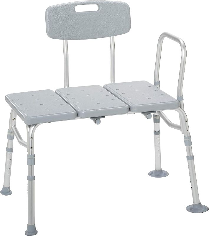 Photo 1 of Drive Medical 12011KD-1 Tub Transfer Bench For Bathtub, Height Adjustable Shower Bench with Backrest, Shower Seat Shower Chair Bath Chair for Elderly, Seniors, Arm Support for Transfer, 400 Weight Cap