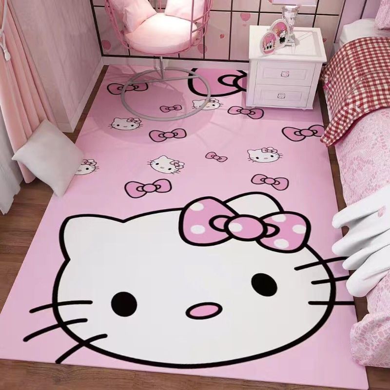 Photo 1 of Pink Washable Runner Rug 2' x 5' 3" Cute Cartoon Kitten Face Pattern Non-Slip Area Rugs Kawaii Carpet Home Decor Carpet for Living Room Bedroom Entryway Rug