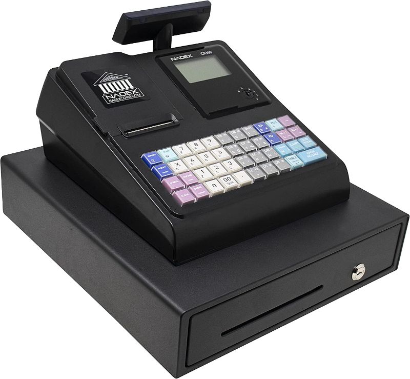 Photo 1 of Nadex CR360 Cash Register, 4700 Lookups 50 Dept 50 Clerks, Quick Load Thermal Printer, Compact Size, Cash and Coin Drawer, Black