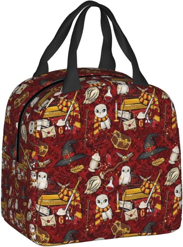 Photo 1 of Lunch Bag Magic Red G Wizard Owl Lunch Box Skull Book Insulated Container For Women Lunch Portable Handbag Box Travel Beach Picnic