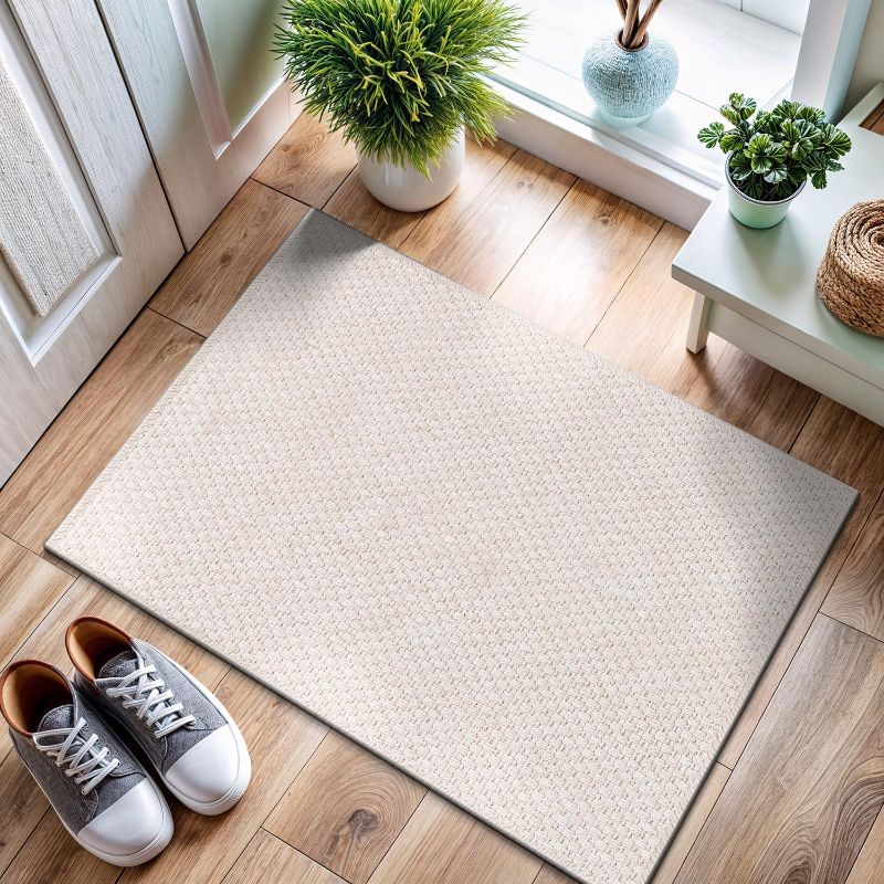 Photo 1 of CAMILSON Easy Jute Rug 2x3, Indoor Outdoor Off-White Farmhouse Area Rugs for Living Room and Kitchen Rug, Solid Woven Design, Easy-Cleaning, Washable Outside Carpet Alfombras (2 x 3)