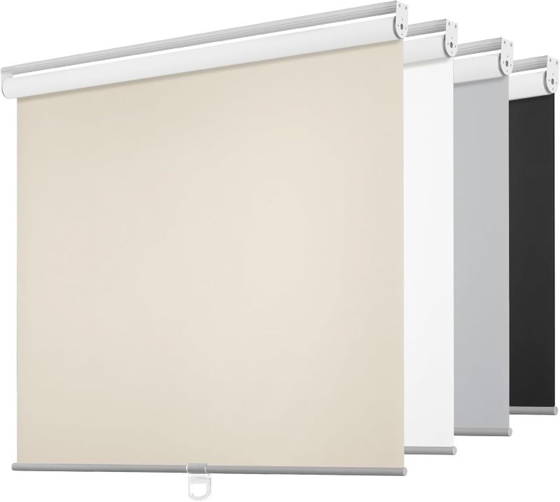 Photo 1 of ChrisDowa Cordless Free-Stop100% Blackout Blinds for Windows, Roller Windows Shades with Thermal Insulated, UV Protection Fabric for Living Room, Office and Home. (60" W X 72" H, Beige)