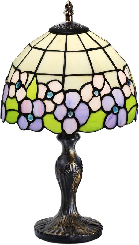 Photo 1 of 7CDXD Stained Glass Lamp, Small Vintage Table Lamp with Handcraft Stained Glass Lampshade and Metal Base for Decorate Bedroom Living Room Study Office Bar