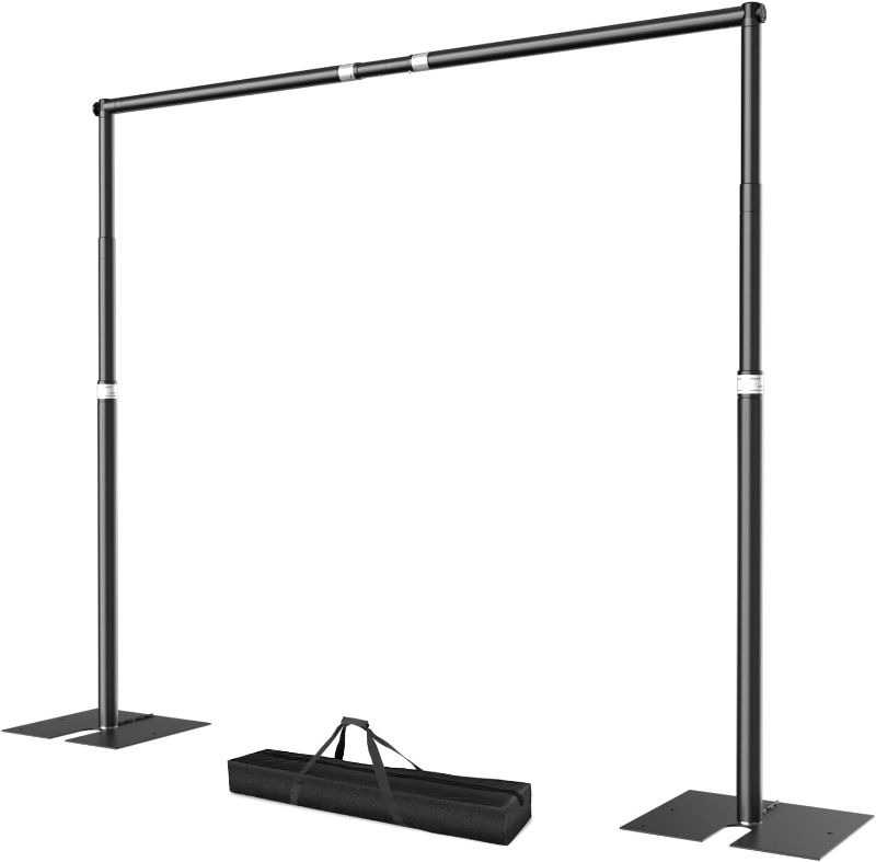 Photo 1 of EMART 10x12ft Pipe and Drape Backdrop Stand Kit, Heavy Duty Backdrop Stand with Metal Steel Base Adjustable Photo Backdrop Stand Kit for Parties, Photo Video Studio, Wedding