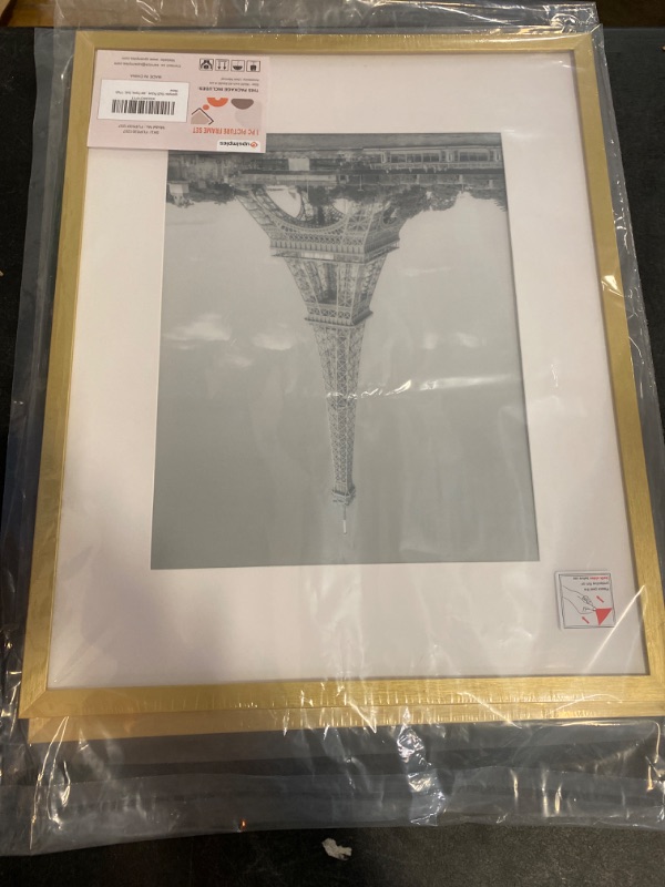 Photo 1 of upsimples 16x20 Picture Frame, Display Pictures 11x14 with Mat or 16x20 Without Mat, Wall Hanging Poster Frame, Gold, 1 Pack