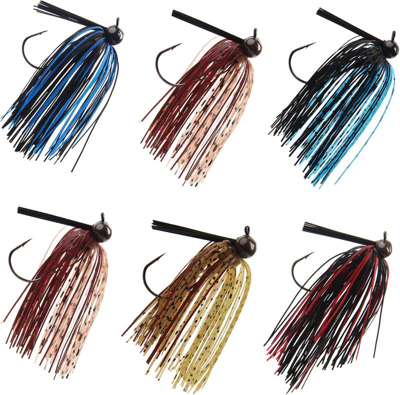 Photo 1 of Bass Weedless Football Jig - 6pcs Flipping Jig Silicon Rubber Skirt for Bass Artificial Baits Fishing Lure Kit 1/4oz-3/8oz