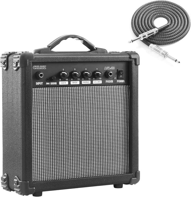 Photo 1 of Electric Guitar Amp 20 Watt Amplifier Portable Amp with Headphone Input Gain Power Including Professional Noise Reduction Cable Black