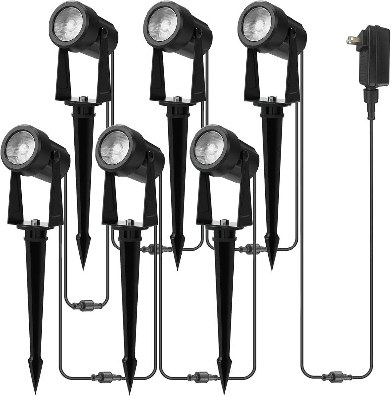 Photo 1 of Banord Outdoor Landscape Lighting, 6 Pack Outdoor Spot Lights, Low Voltage LED Landscape Lighting with Transformer for Yard, Plant, Lawn, Garden, IP65 Waterproof & 2700K Warm White