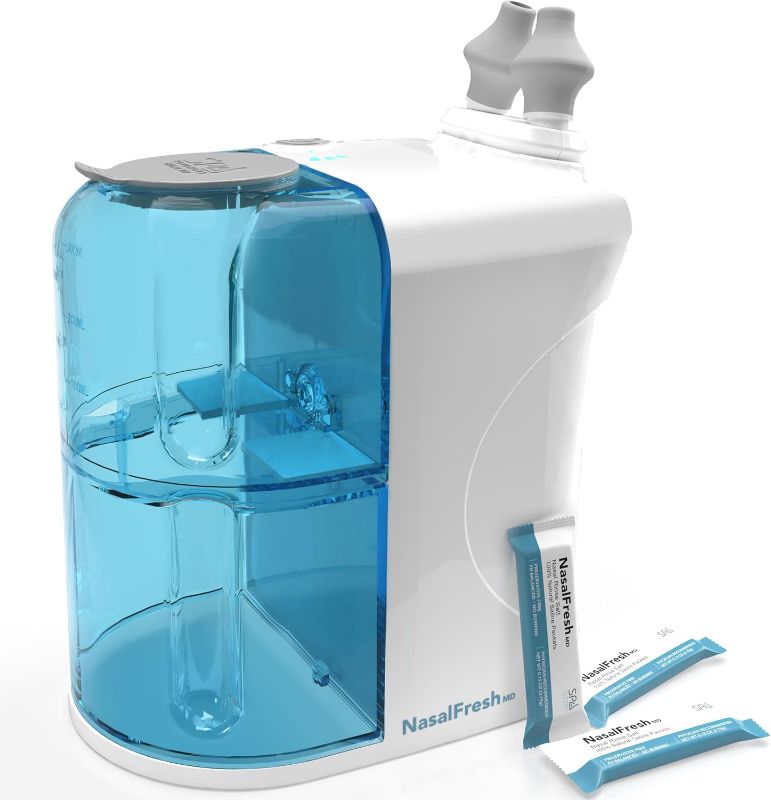 Photo 1 of NasalFresh MD – Powered Rinse & Powered Suction Nasal Irrigation System - Sinus Decongestant Relief - 30 Saline Packs - Rechargeable- Snoring Remedy w/Auto-Clean Included