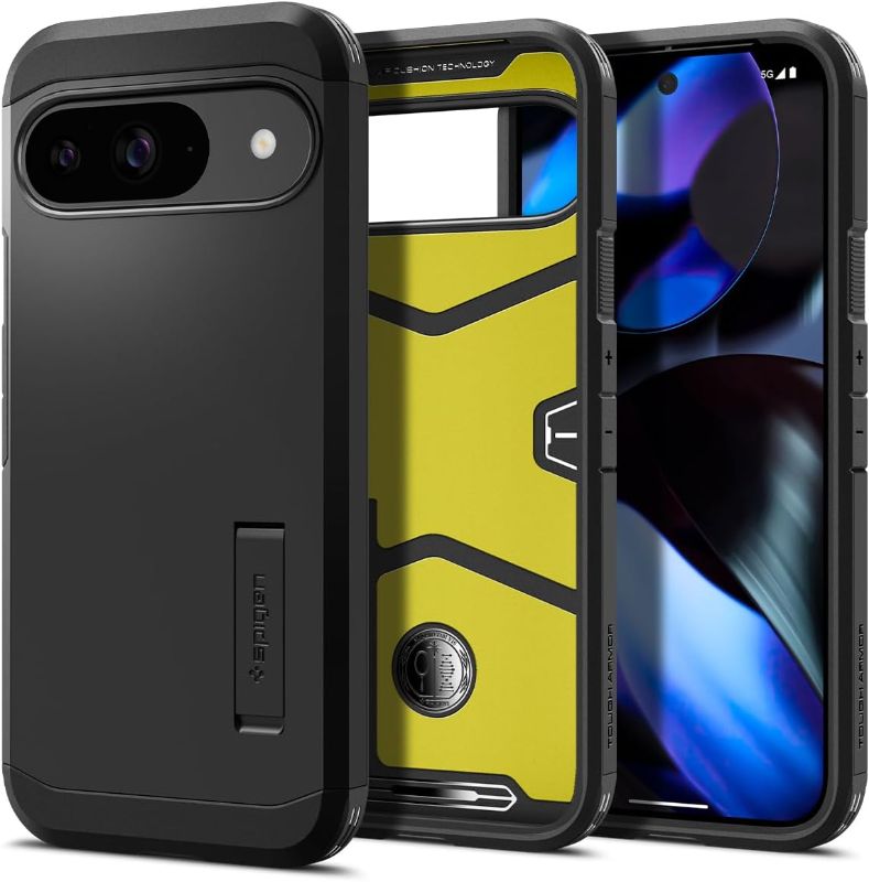 Photo 1 of Spigen Tough Armor Designed for Pixel 9 Case/Pixel 9 Pro Case (2024) [Kickstand] [Military-Grade Protection] - Black