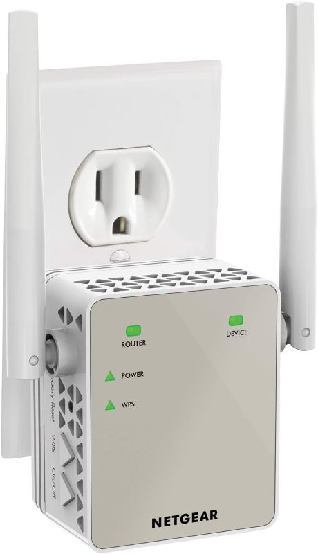 Photo 1 of NETGEAR Wi-Fi Range Extender EX6120 - Coverage Up to 1500 Sq Ft and 25 Devices with AC1200 Dual Band Wireless Signal Booster & Repeater (Up to 1200Mbps Speed), and Compact Wall Plug Design, White