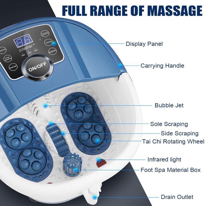 Photo 2 of Foot Bath Spa Massager with Heat Bubbles, Heated Foot Spa with Motorized Shiatsu Massage Rollers, Foot Care Pedicure Spa Machine With Time & Temperature Control