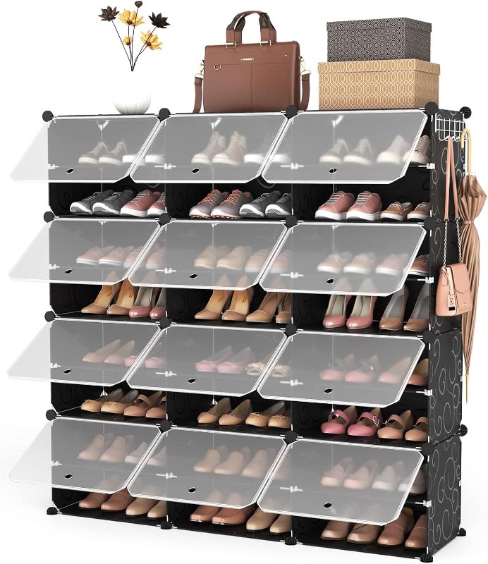 Photo 1 of ROJASOP Portable Shoe Rack Organizer 8-Tier Shoe Cabinet 48-Pair Shoe Organizer Shoe Storage Expandable Free Standing Stackable Space Shoe Rack with 2 Exclusive Versatile Hooks for Bedroom