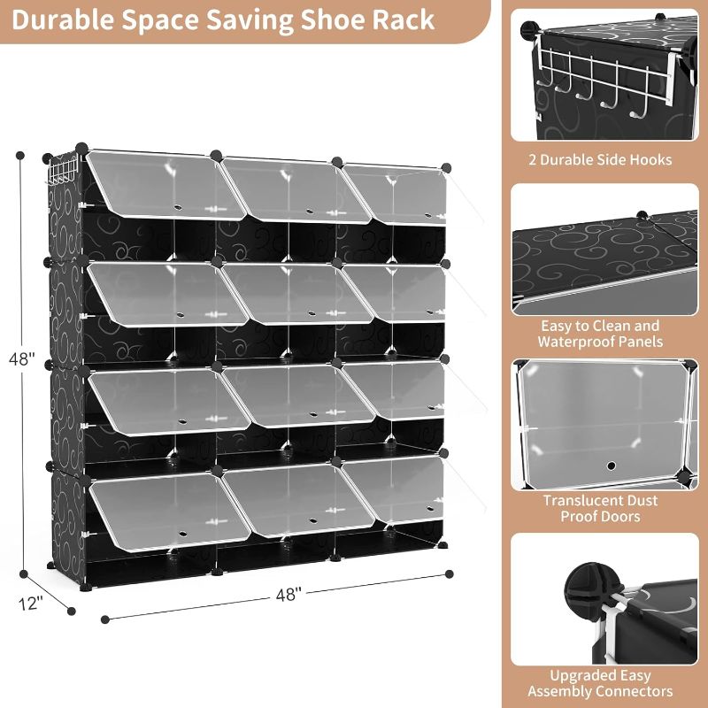 Photo 2 of ROJASOP Portable Shoe Rack Organizer 8-Tier Shoe Cabinet 48-Pair Shoe Organizer Shoe Storage Expandable Free Standing Stackable Space Shoe Rack with 2 Exclusive Versatile Hooks for Bedroom