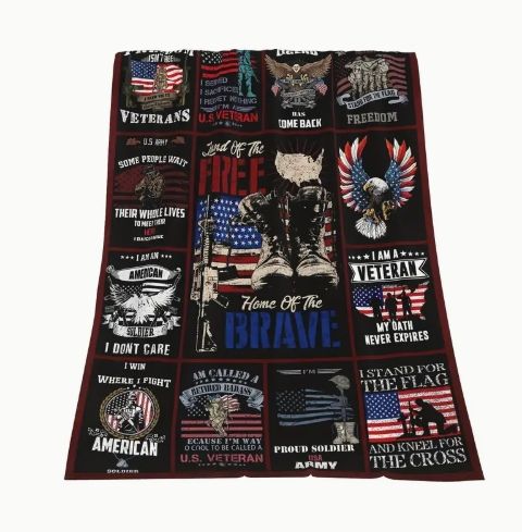 Photo 1 of 1 Pc Veterans Day Gifts Blanket Throw, American Blanket, Veteran Gifts for Men, Proud Patriotic Veterans Gifts Sofa Couch Beds American Patriotic Decor Christmas 80" x 60"