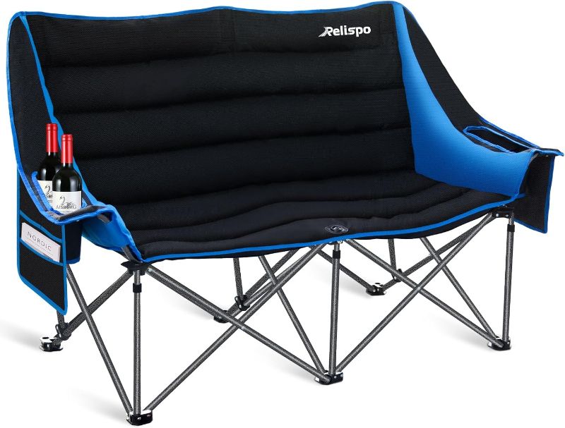 Photo 1 of Camping Chairs Oversized Camping Chair Portable Double Camping Chair for Adults Heavy Duty Folding Chair Support 700LBS with Cup Holders & Large Side Organizer Pockets for Camping/Car Trunk/Campfires