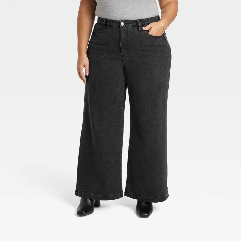 Photo 1 of Size 20 Women's High-Rise Wide Leg Jeans - Ava & Viv™ Charcoal Gray 