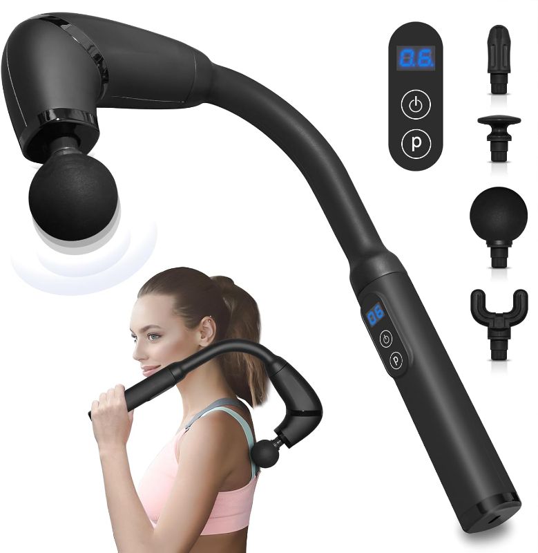 Photo 1 of Massage  Deep Tissue with Upgraded Extension Handle, Portable Percussion Muscles/Neck/Shoulders/Waist/Legs Massager for Pain Relief Deep Tissue with 4 Massage Heads, 3 Modes & 6 Speed Levels