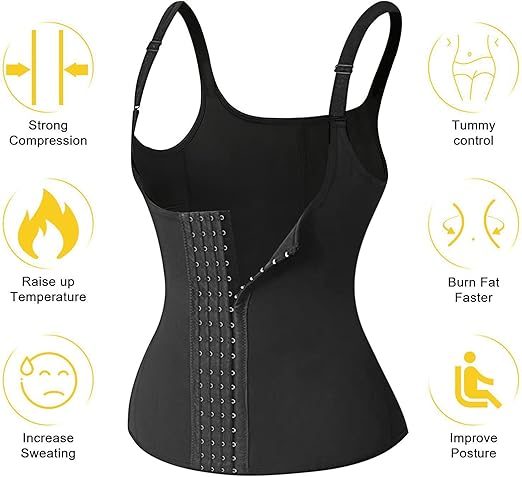 Photo 2 of Womens Waist Trainer Vest Bust Uplift Tummy Control Body Shaper Tank Tops Sport Perspiration Corset Cincher Tanks With Extra Cincher