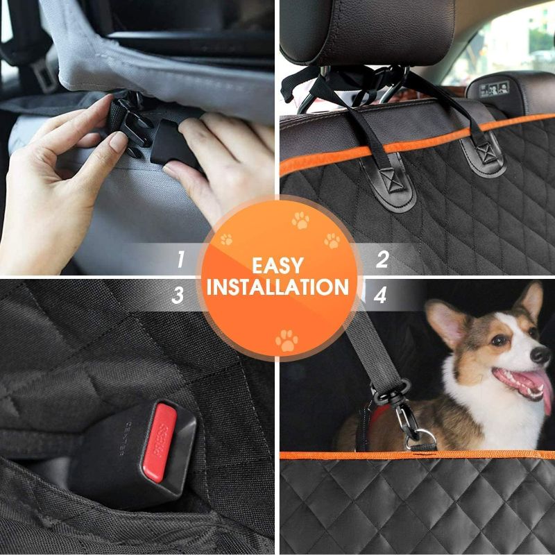 Photo 1 of Dog Car Seat Cover - Waterproof Pet Hammock with 4 Bags Side Flap, Scratchproof and Nonslip Backseat Protection for Car, Truck and SUV